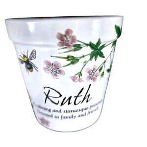 Ceramic candle personalized Ruth History & Heraldry floral White cottagecore